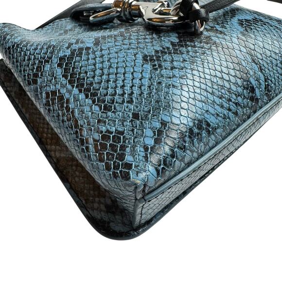 REBECCA MINKOFF Megan Mini Blue Python Leather Feed Bag $248 - Picture 4 of 9